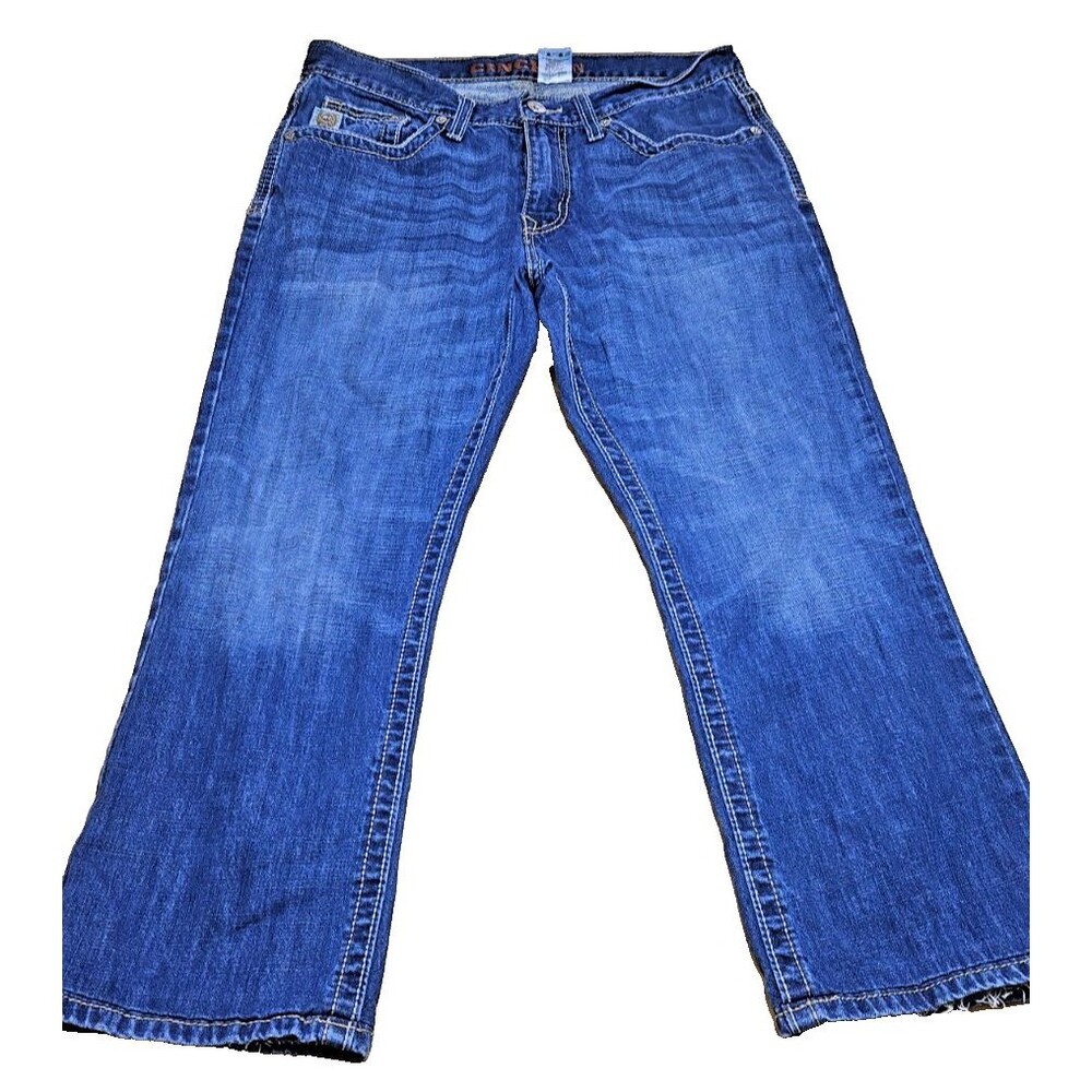 Cinch Ian Men's Blue Denim Dark Wash Pockets Bootcut Leg Jeans Size 33X25